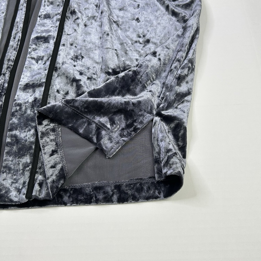 Anthropologie Pleione Crushed Velvet Open Front Kimono Duster Womens Small Gray - Picture 3 of 9